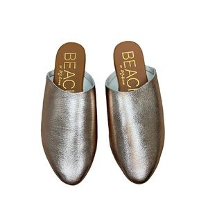 Matisse Beach Siren Mule Shoes Size 6 Rose Gold Leather Slip On Almond Toe